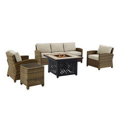 Crosley Bradenton 5pc Outdoor Wicker Sofa Set W/Fire Table - KO70163 - The Home Selection