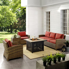 Crosley Bradenton 5pc Outdoor Wicker Sofa Set W/Fire Table - KO70163 - The Home Selection