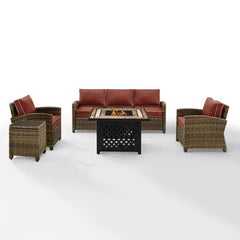 Crosley Bradenton 5pc Outdoor Wicker Sofa Set W/Fire Table - KO70163 - The Home Selection