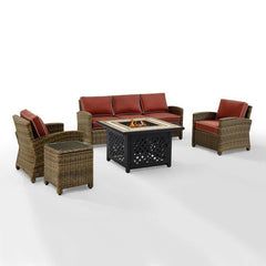 Crosley Bradenton 5pc Outdoor Wicker Sofa Set W/Fire Table - KO70163 - The Home Selection