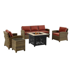Crosley Bradenton 5pc Outdoor Wicker Sofa Set W/Fire Table - KO70163 - The Home Selection