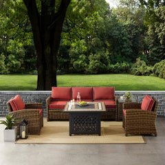 Crosley Bradenton 5pc Outdoor Wicker Sofa Set W/Fire Table - KO70163 - The Home Selection