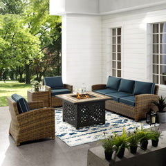 Crosley Bradenton 5pc Outdoor Wicker Sofa Set W/Fire Table - KO70163 - The Home Selection