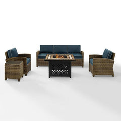 Crosley Bradenton 5pc Outdoor Wicker Sofa Set W/Fire Table - KO70163 - The Home Selection