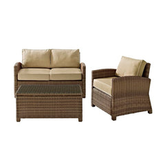 Crosley Bradenton 93 1/4 Inch 3pc Outdoor Wicker Conversation Set - KO70027WB - The Home Selection