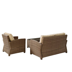 Crosley Bradenton 93 1/4 Inch 3pc Outdoor Wicker Conversation Set - KO70027WB - The Home Selection