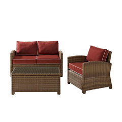 Crosley Bradenton 93 1/4 Inch 3pc Outdoor Wicker Conversation Set - KO70027WB - The Home Selection