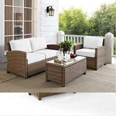 Crosley Bradenton 93 1/4 Inch 3pc Outdoor Wicker Conversation Set - KO70027WB - The Home Selection