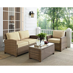 Crosley Bradenton 93 1/4 Inch 3pc Outdoor Wicker Conversation Set - KO70027WB - The Home Selection