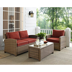 Crosley Bradenton 93 1/4 Inch 3pc Outdoor Wicker Conversation Set - KO70027WB - The Home Selection