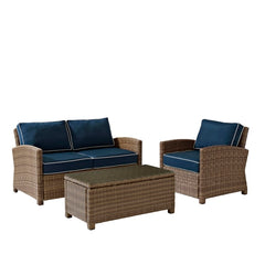 Crosley Bradenton 93 1/4 Inch 3pc Outdoor Wicker Conversation Set - KO70027WB - The Home Selection