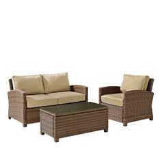 Crosley Bradenton 93 1/4 Inch 3pc Outdoor Wicker Conversation Set - KO70027WB - The Home Selection
