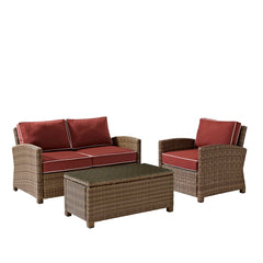 Crosley Bradenton 93 1/4 Inch 3pc Outdoor Wicker Conversation Set - KO70027WB - The Home Selection