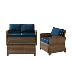 Crosley Bradenton 93 1/4 Inch 3pc Outdoor Wicker Conversation Set - KO70027WB - The Home Selection