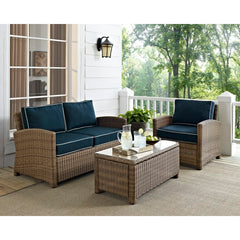Crosley Bradenton 93 1/4 Inch 3pc Outdoor Wicker Conversation Set - KO70027WB - The Home Selection
