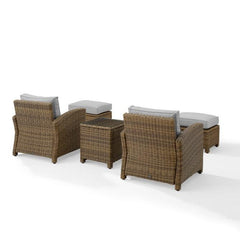 Crosley Bradenton 93 Inch 5pc Outdoor Wicker Armchair Set - KO70182WB - The Home Selection