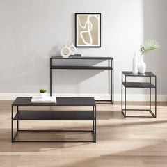 Crosley Braxton 3pc Coffee Table Set Matte-Black - KF14005MB - The Home Selection