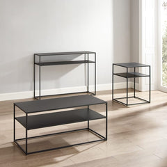 Crosley Braxton 3pc Coffee Table Set Matte-Black - KF14005MB - The Home Selection