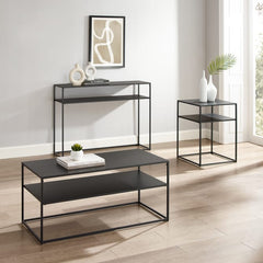 Crosley Braxton 3pc Coffee Table Set Matte-Black - KF14005MB - The Home Selection