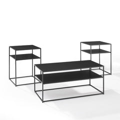Crosley Braxton 3pc Coffee Table Set Matte-Black - KF14007MB - The Home Selection