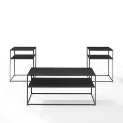 Crosley Braxton 3pc Coffee Table Set Matte-Black - KF14007MB - The Home Selection