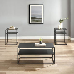 Crosley Braxton 3pc Coffee Table Set Matte-Black - KF14007MB - The Home Selection