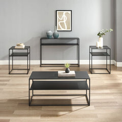 Crosley Braxton 4pc Coffee Table Set Matte-Black - KF14006MB - The Home Selection