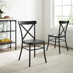 Crosley Camille 19.25 Inch 2pc Metal Chair Set Matte-Black - CF500620-MB - The Home Selection