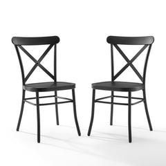Crosley Camille 19.25 Inch 2pc Metal Chair Set Matte-Black - CF500620-MB - The Home Selection