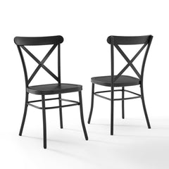 Crosley Camille 19.25 Inch 2pc Metal Chair Set Matte-Black - CF500620-MB - The Home Selection