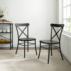 Crosley Camille 19.25 Inch 2pc Metal Chair Set Matte-Black - CF500620-MB - The Home Selection