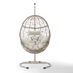 Crosley Cleo Indoor/Outdoor 42 Inch Wicker Hanging Egg Chair Sand - KO70230LB - The Home Selection