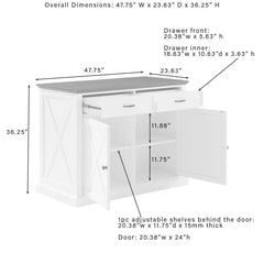 Crosley Clifton Kitchen Island W/Uph Saddle Stools - KF30071WH-BK - The Home Selection