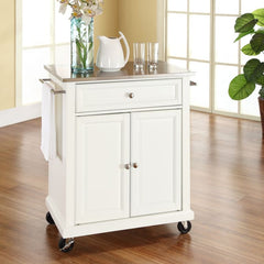 Crosley Compact 31 Inch Stainless Steel Top Kitchen Cart - KF30022E - The Home Selection