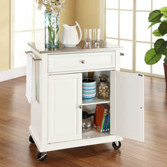Crosley Compact 31 Inch Stainless Steel Top Kitchen Cart - KF30022E - The Home Selection
