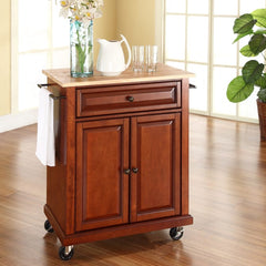 Crosley Compact 31 Inch Wood Top Kitchen Cart - KF30021E - The Home Selection