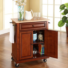 Crosley Compact 31 Inch Wood Top Kitchen Cart - KF30021E - The Home Selection
