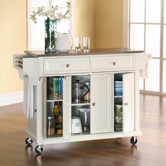 Crosley Full Size 51.50 Inch Stainless Steel Top Kitchen Cart - KF30002E - The Home Selection