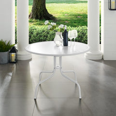 Crosley Griffith 39 Inch Outdoor Metal Dining Table - White Satin -CO1012A-WH - The Home Selection