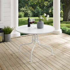 Crosley Griffith 39 Inch Outdoor Metal Dining Table - White Satin -CO1012A-WH - The Home Selection