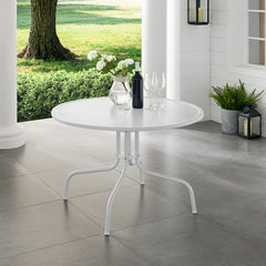 Crosley Griffith 39 Inch Outdoor Metal Dining Table - White Satin -CO1012A-WH - The Home Selection