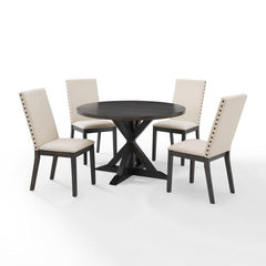 Crosley Hayden 108 Inch 5pc Round Dining Set Slate - KF13074SL - The Home Selection