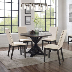 Crosley Hayden 108 Inch 5pc Round Dining Set Slate - KF13074SL - The Home Selection