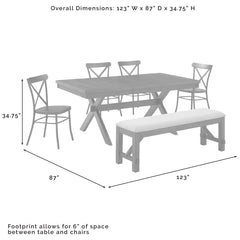 Crosley Hayden 123 Inch 6pc Dining Set W/Camille Chairs Matte-Black - KF20013SL-MB - The Home Selection
