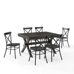 Crosley Hayden 123 Inch 7pc Dining Set W/Camille Chairs Matte-Black - KF20011SL-MB - The Home Selection