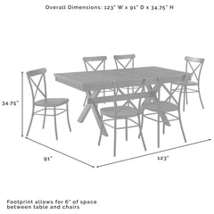 Crosley Hayden 123 Inch 7pc Dining Set W/Camille Chairs Matte-Black - KF20011SL-MB - The Home Selection