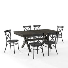 Crosley Hayden 123 Inch 7pc Dining Set W/Camille Chairs Matte-Black - KF20011SL-MB - The Home Selection