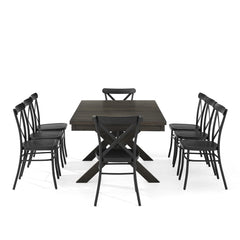 Crosley Hayden 123 Inch 9pc Dining Set W/Camille Chairs Matte-Black - KF20012SL-MB - The Home Selection