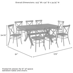 Crosley Hayden 123 Inch 9pc Dining Set W/Camille Chairs Matte-Black - KF20012SL-MB - The Home Selection