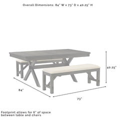 Crosley Hayden 84 Inch 3pc Dining Set - KF13024SL - The Home Selection